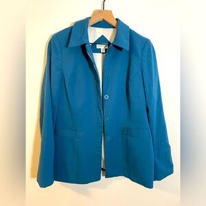 Austin Reed Women's Blue Jacket Blazer 98% Wool Stitching Detail Size 8